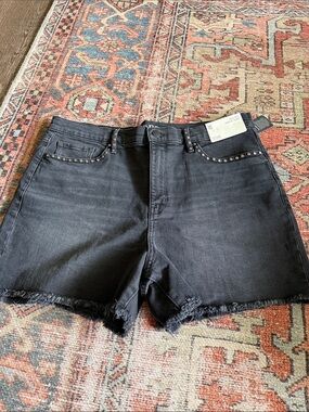 a.n.a nwt Black Studded Raw-Hem Denim Shorts